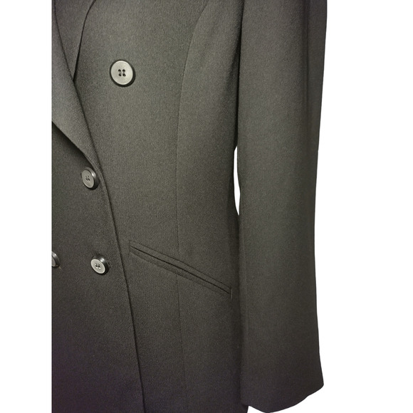 Kasper Womens Blazer Jacket Long Sleeves Double Breasted Peak Lapel Black LP - Picture 2 of 9